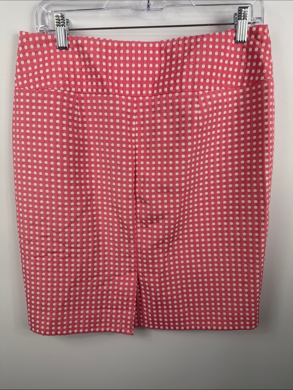 LOFT Pink Polka Dot Bow Waist Pencil Skirt Cotton Blend Size 6 - Picture 6 of 8